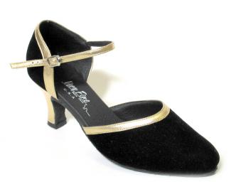 dansschoenen zwart suede goud  